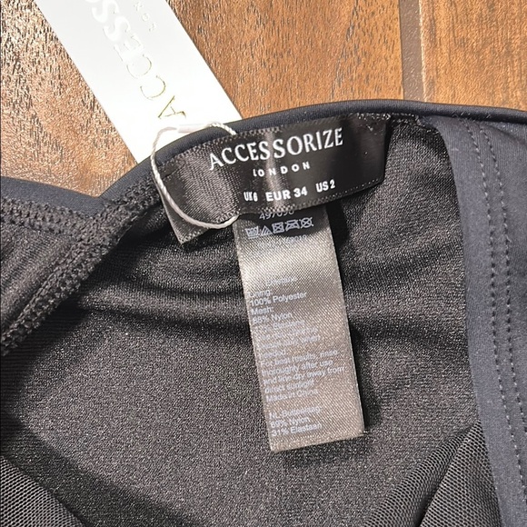 NWT Black Scalloped One-Piece Swimsuit size 2-Accessorize London - Picture 3 of 12